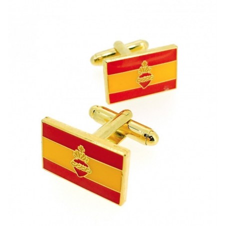 Gemelos para Camisa Bandera de España con Sagrado Corazón