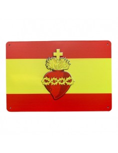 PLACA DECORATIVA BANDERA DE ESPAÑA SAGRADO CORAZÓN
