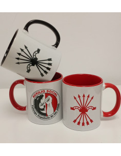 TAZA AUXILIO SOCIAL  NEGRA YUGO Y FLECHAS